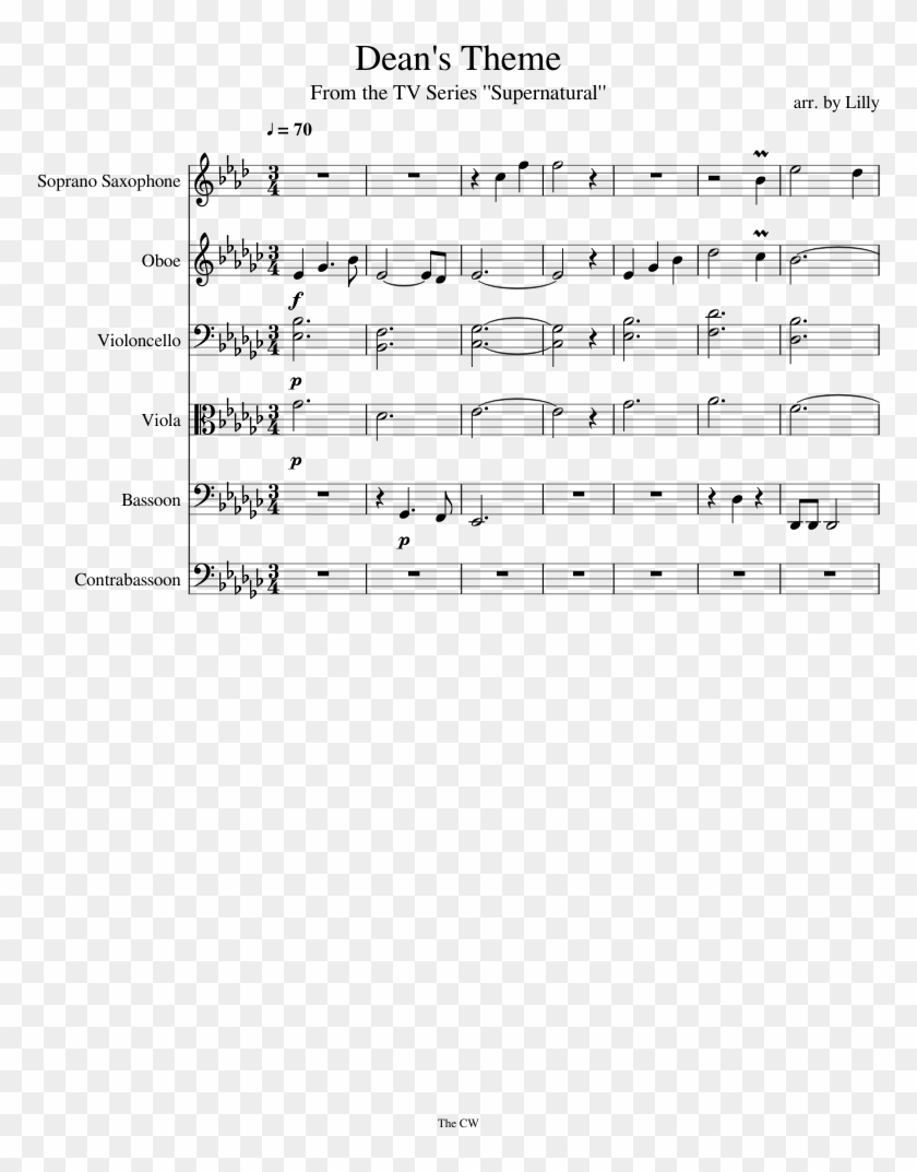 Theme For Dean Sheet Music For Soprano Saxophone, Oboe, - Sheet Music Clipart #1543302