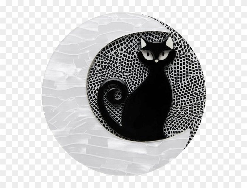 Cara The Halloween Kitty - Erstwilder Cat Moon Brooch Clipart #1543328