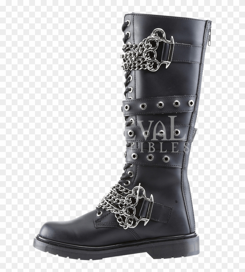 Brass Knuckle Chained And Buckled Boots - Work Boots Clipart #1544009