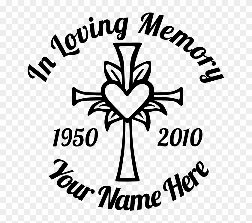 In Loving Memory Cross With Heart Sticker - Drawing Cross With Heart Clipart
