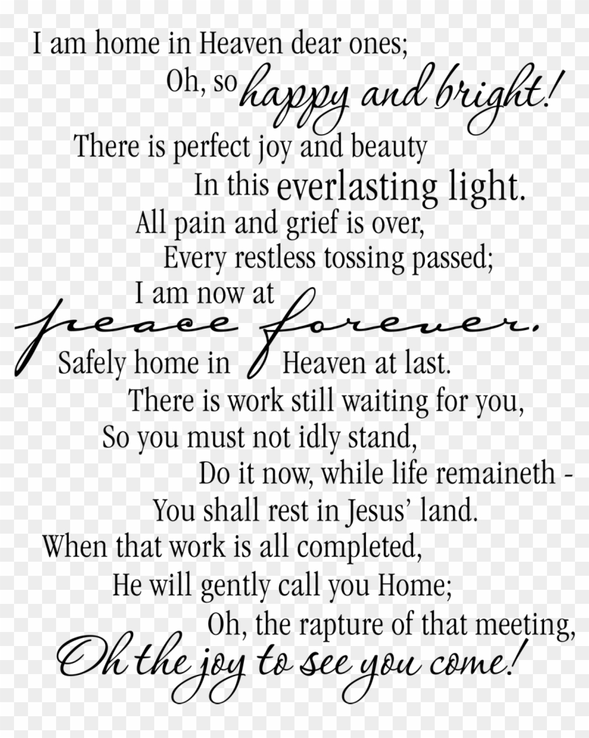 Safely Home - Funeral Poem Png Clipart #1545634