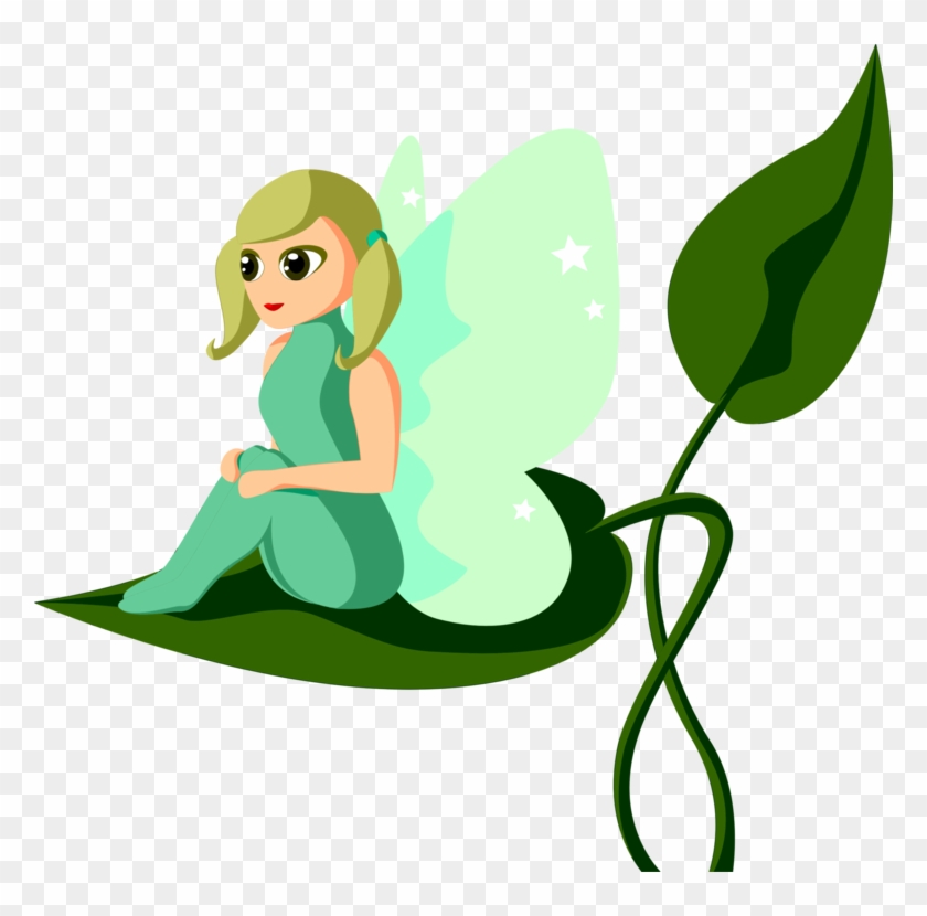 Fairy Tale Drawing Silhouette Pixie - Fairy Sitting On Leaf Clipart #1545815