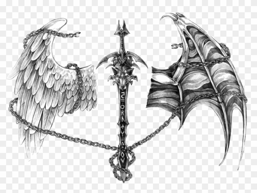 Tattoo Devil Demon Drawing Angel Free Transparent Image - Angel And Devil Wing Tattoo Clipart