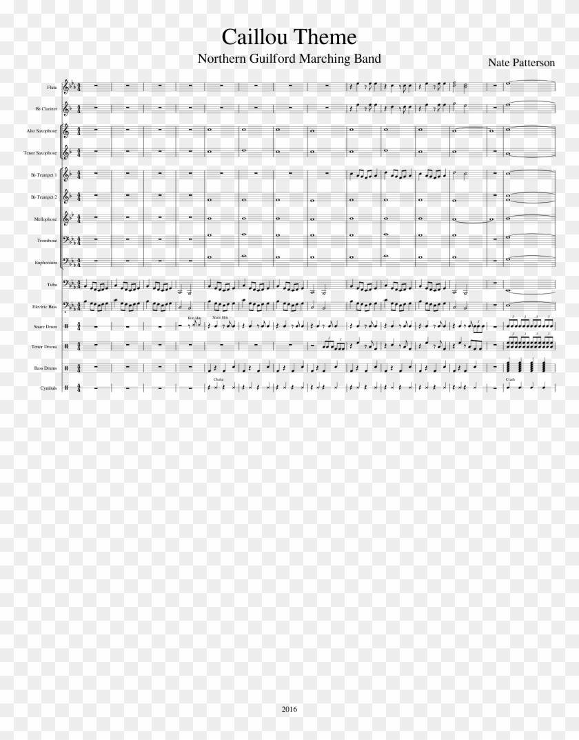Caillou Theme Sheet Music Composed By Nate Patterson - Caillou Theme Song Sheet Music Clarinet Clipart