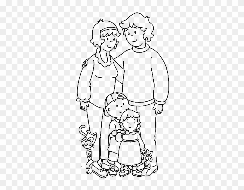Caillou Padres Hermana - Line Art Clipart #1547002