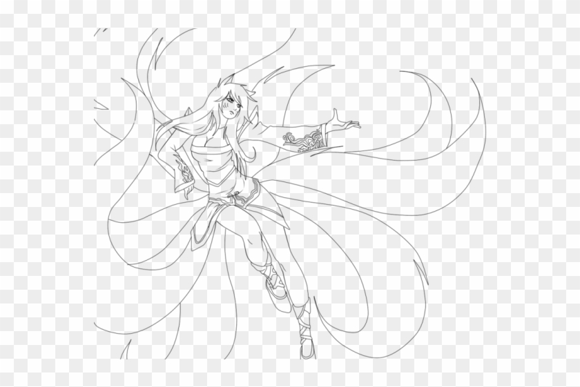 League Of Legends Clipart Ahri - Sketch - Png Download