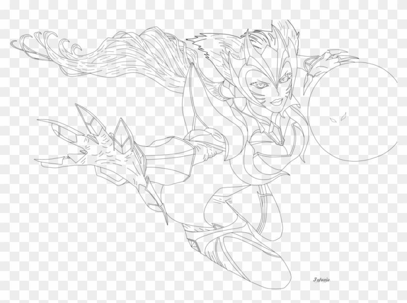 Vector Library Download Ahri Drawing Easy - Line Art Clipart #1548337
