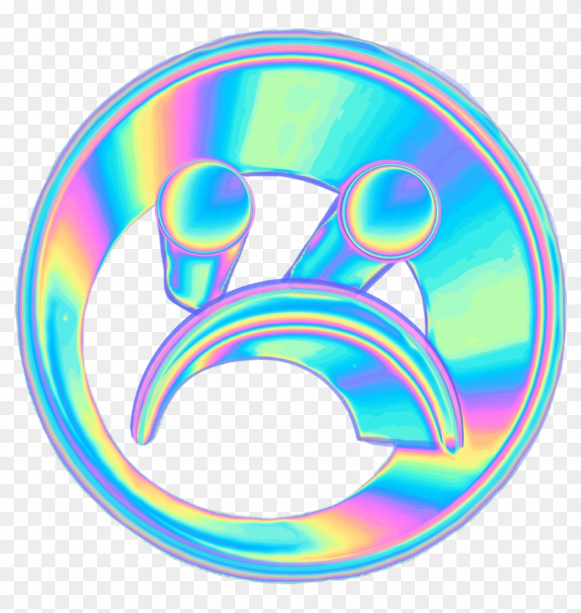 Holo Frown Emoji Face Smileyface Holographic 3d Vaporwa - Circle Clipart #1553703