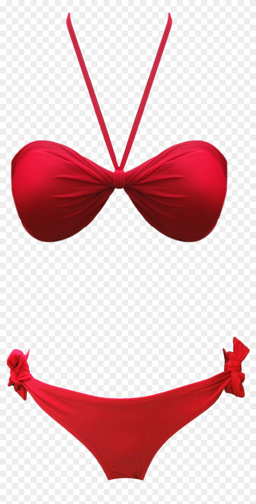 Pepper Red Bandeau Twist Bikinis - Lingerie Top Clipart
