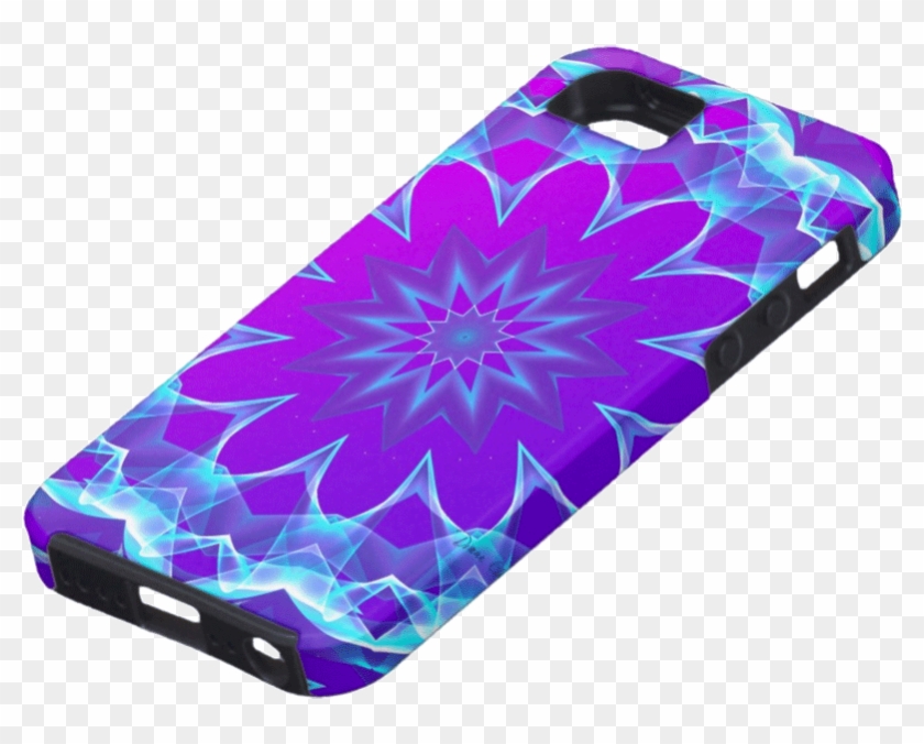 Psychedelic Stars, Abstract Violet Purple Glow Mandala - Mobile Phone Case Clipart #1555480