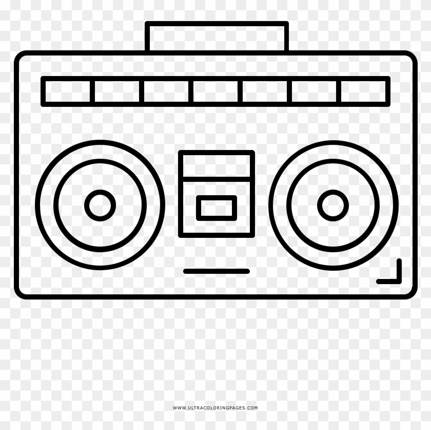 Boombox Coloring Page - Line Art Clipart #1556971