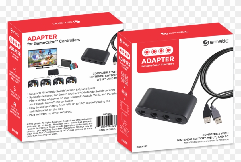 Ematic Nintendo Switch, Game Cube Controller Adapter, - Electronics Clipart #1557201