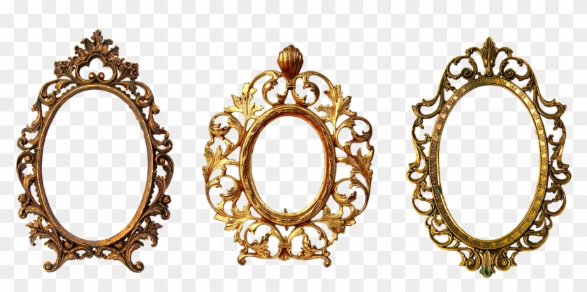 Frame Oval Wooden Frame - Gold Oval Picture Frame Clipart #1557422