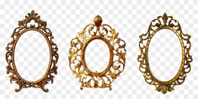 Frame Oval Wooden Frame - Gold Oval Picture Frame Clipart