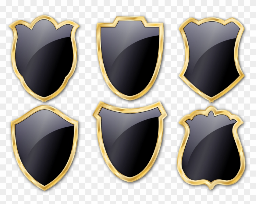 Black Shield Gold Metallic Download Free Image Clipart - Shield Gold Black - Png Download
