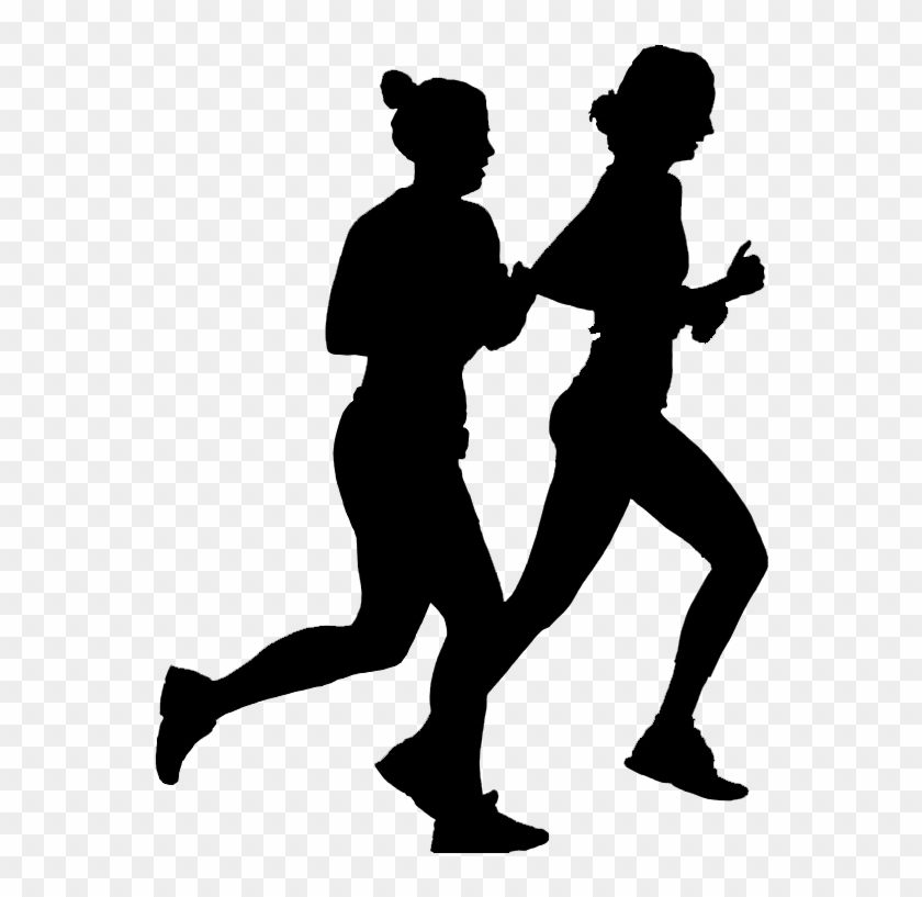 Running Silhouette - Two Girls Running Silhouettes Clipart