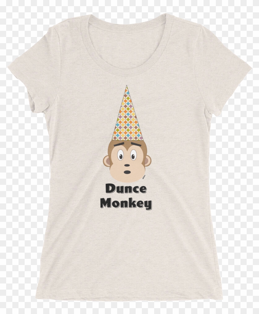 Women's Korean Dunce Monkey Fitted Short Sleeve T Shirt - Party Hat Clipart #1559712