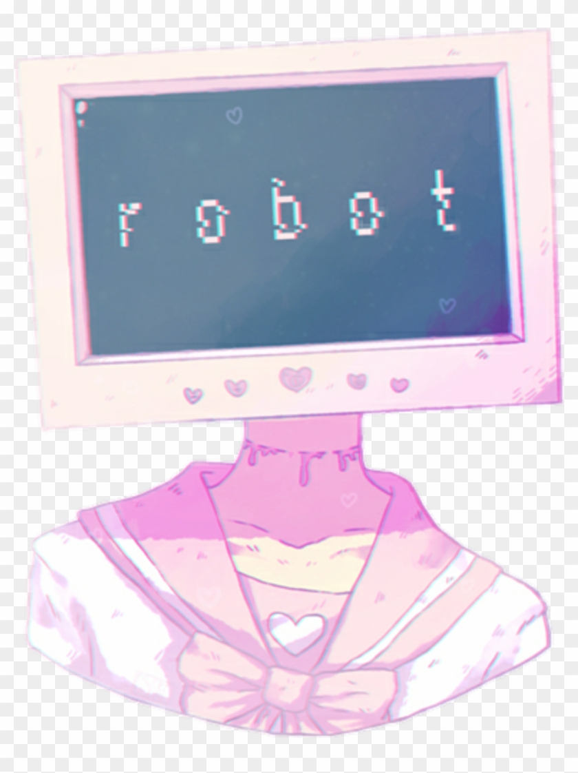 Anime Pastel Robot Aesthetic Vaporwave - Tv Head Pastel Clipart #1560366