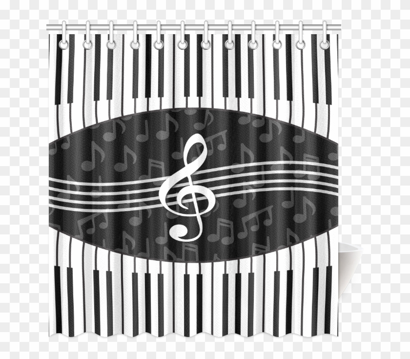 Stylish Music Piano Keys And Treble Clef Shower Curtain - Bandana Piano Clipart