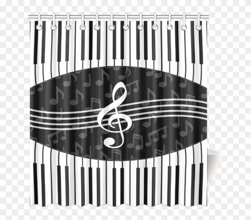 Stylish Music Piano Keys And Treble Clef Shower Curtain - Bandana Piano Clipart #1561629