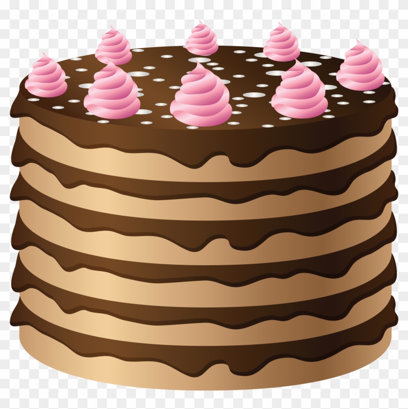 Chocolate Cake With Pink Cream Png Clipart - Transparent Chocolate Cake Clipart #1562435