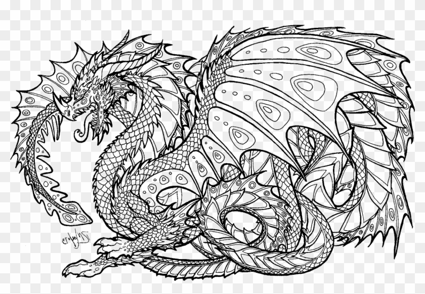 Realistic Dragon Coloring Pages For Adults Adult Colouring Clipart #1562438