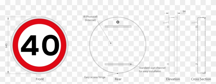 600mm Dimensions - 40 Mph Sign Clipart