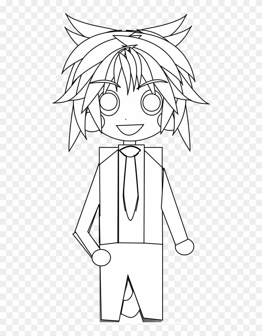 Anime Character Art 45 Black White Line Art 999px 132 - Black And White Anime Characters Clipart #1563313