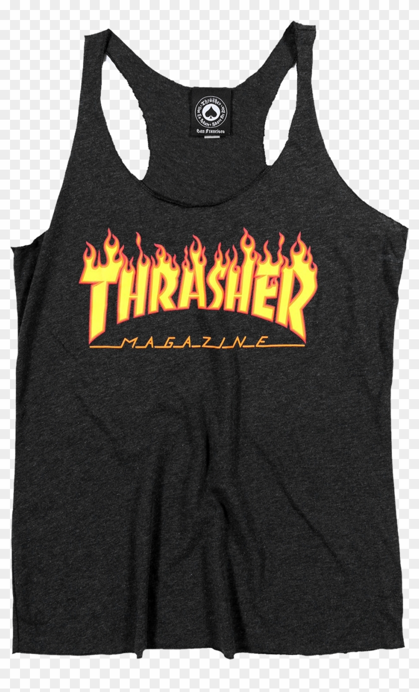 Thrasher Girls Flames Racerback Tank L-black - Thrasher Clipart
