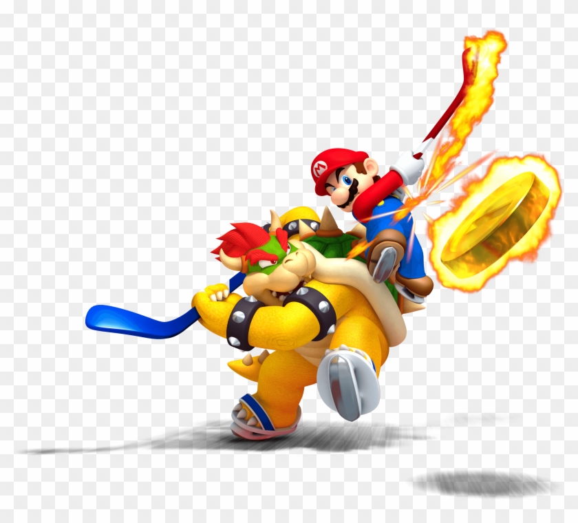 Bowser And Mario Playing Ice Hockey - Mario Sports Mix Clipart #1566292