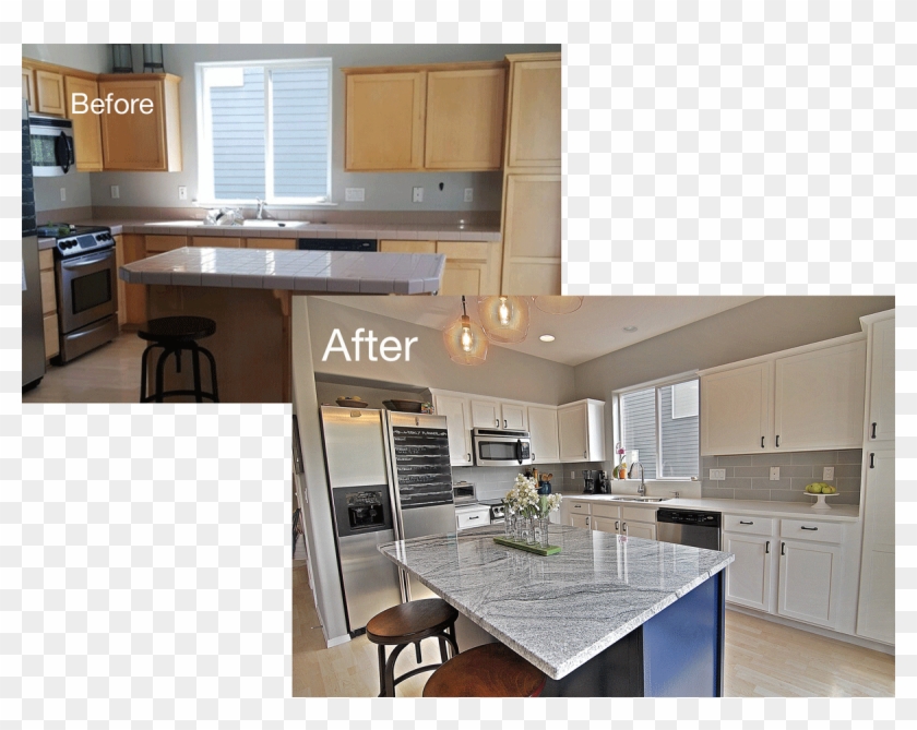 Portland Granite Kitchen Before After - Kitchen Clipart