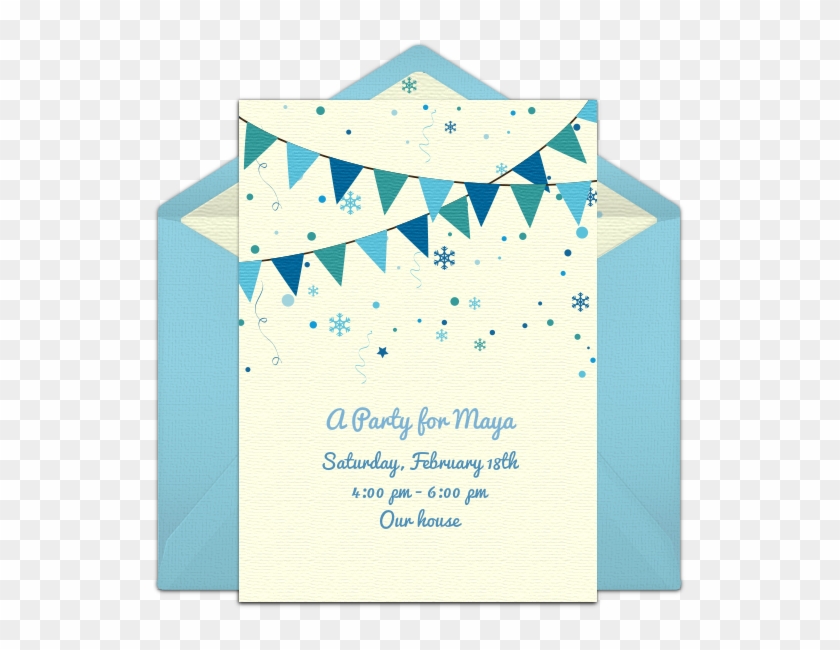 Winter Birthday Banner Online Invitation - Paper Clipart #1567555