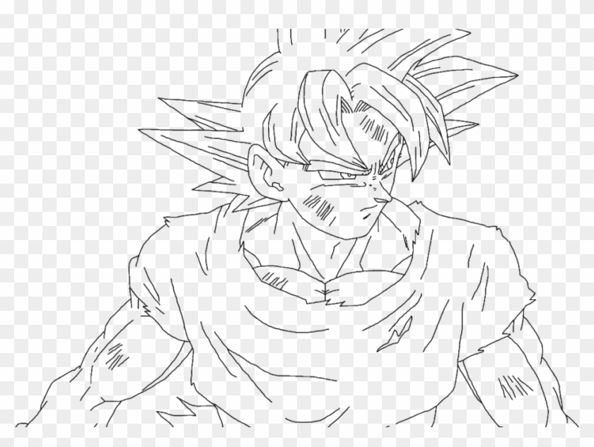 Goku Clipart Black And White - Line Art - Png Download