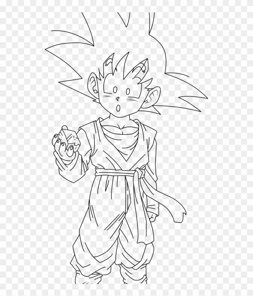 Goku Clipart Black And White - Goten Coloring Pages - Png Download