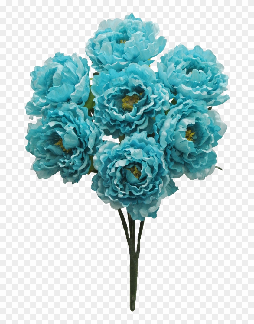 Tuquoise Peony Bush X7 Sale Item - Turquoise Artificial Flowers Clipart