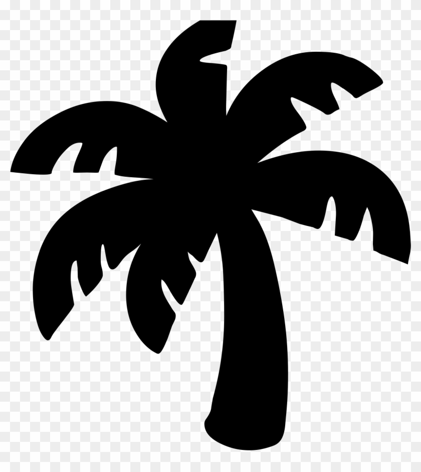 Open - Palm Tree Emoji Black And White Clipart #1573405