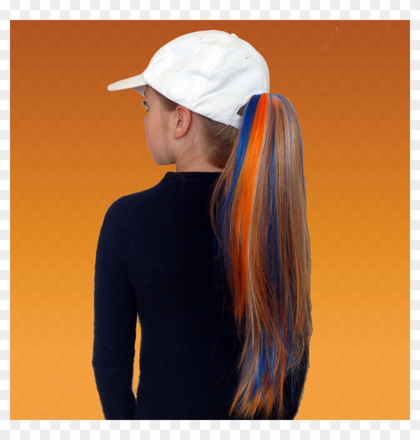 Spirit Ponytail- Blue, Orange, White - Girl Clipart