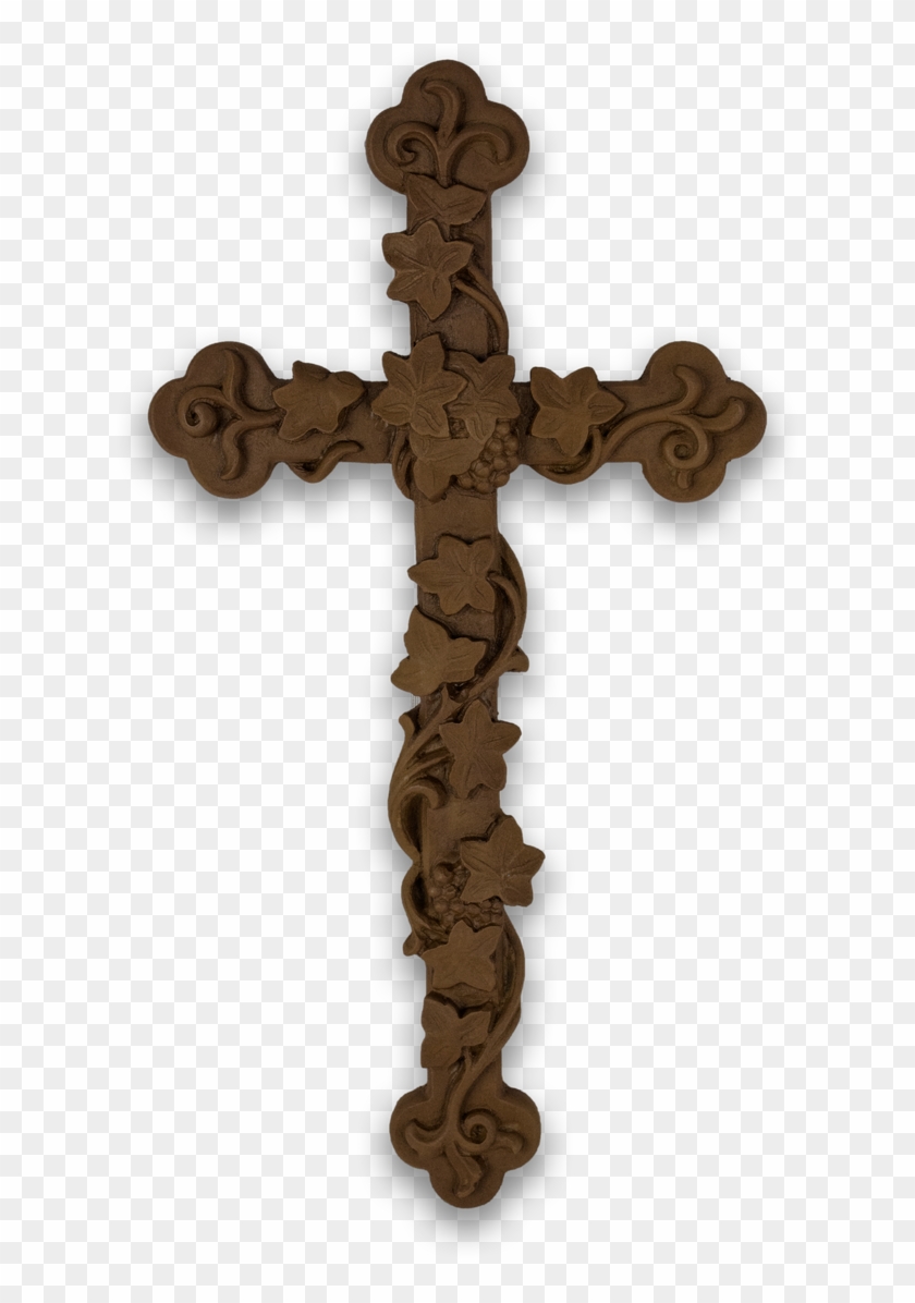 Resin Cross With A Grapevine Crawling Up It - Cross Clipart #1574907