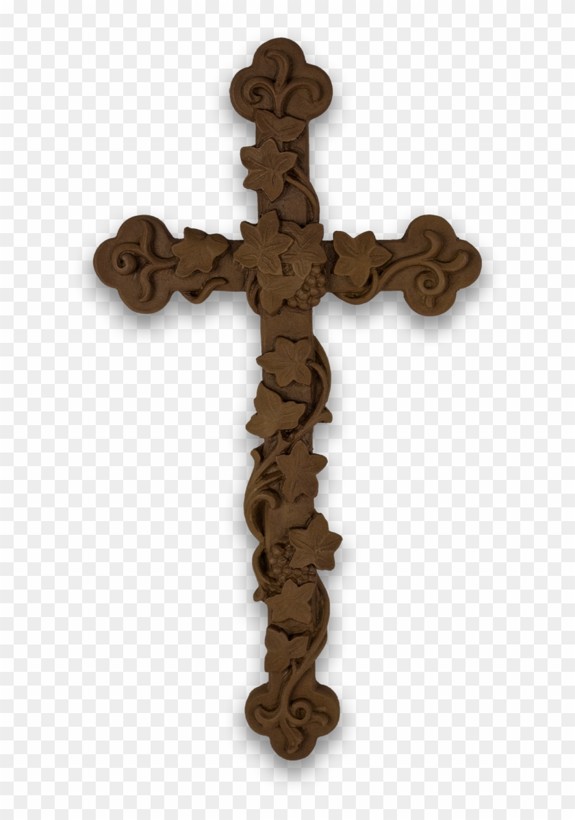Resin Cross With A Grapevine Crawling Up It - Cross Clipart
