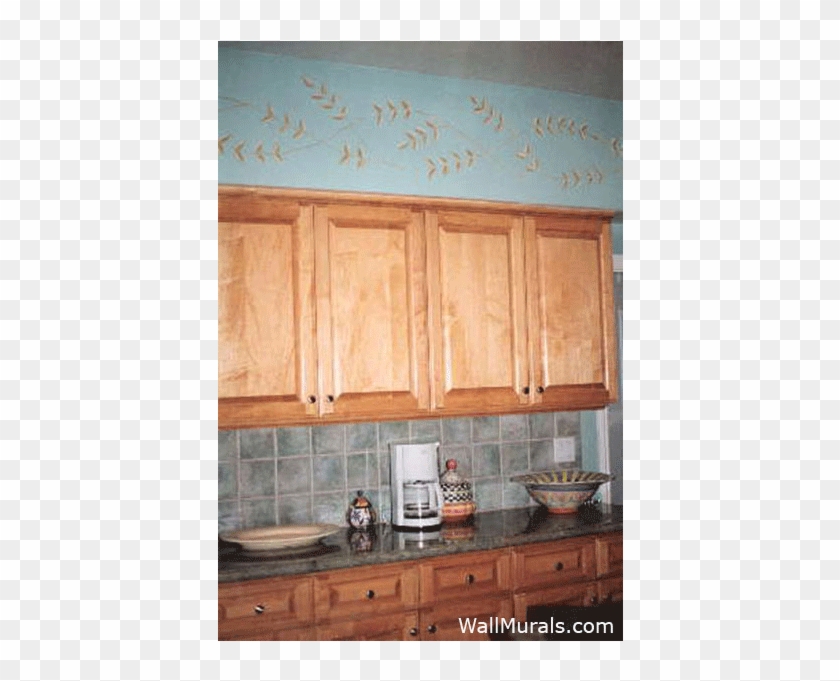Painted Vine Border In Kitchen - Cabinetry Clipart