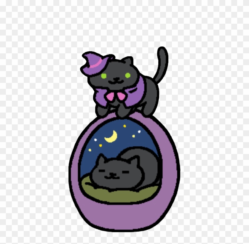 Hermeowne And Smokey With The Nightview Egg Bed - Neko Atsume Cat Beds Clipart