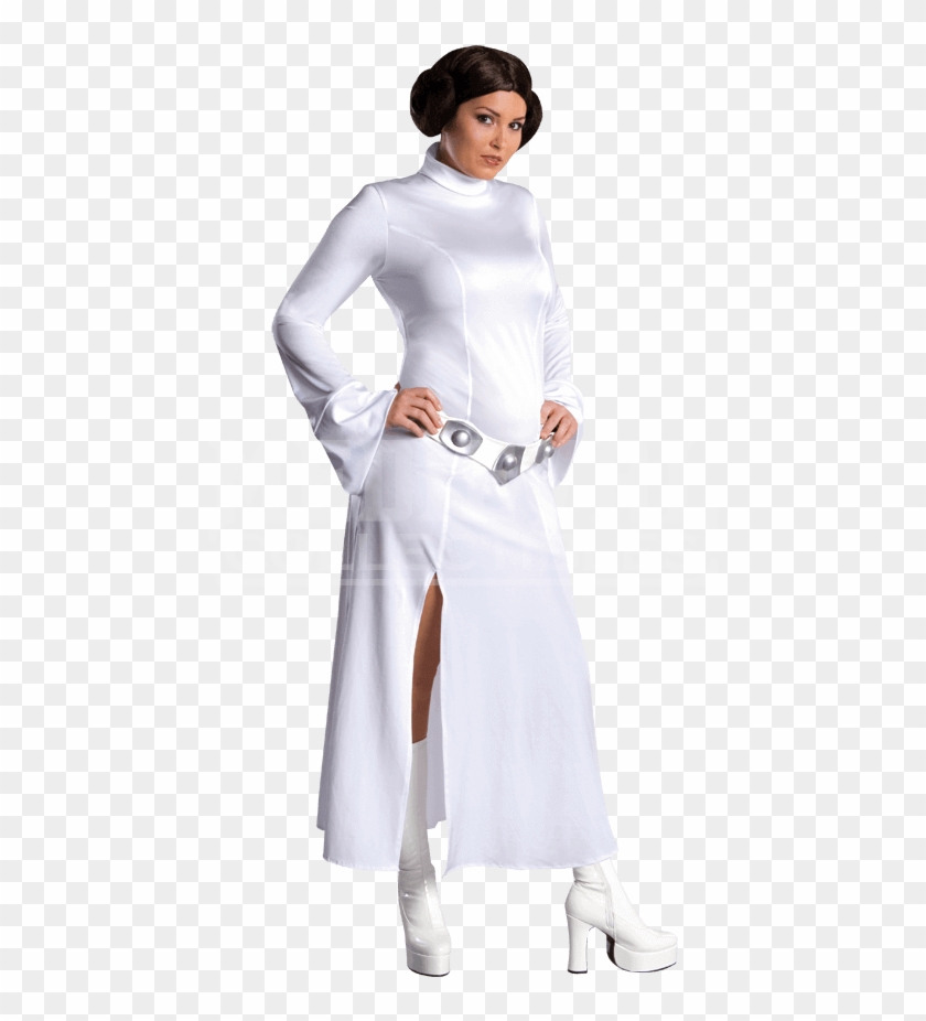 Plus Size Adult Princess Leia Costume - Leia Cosplay White Dress Clipart
