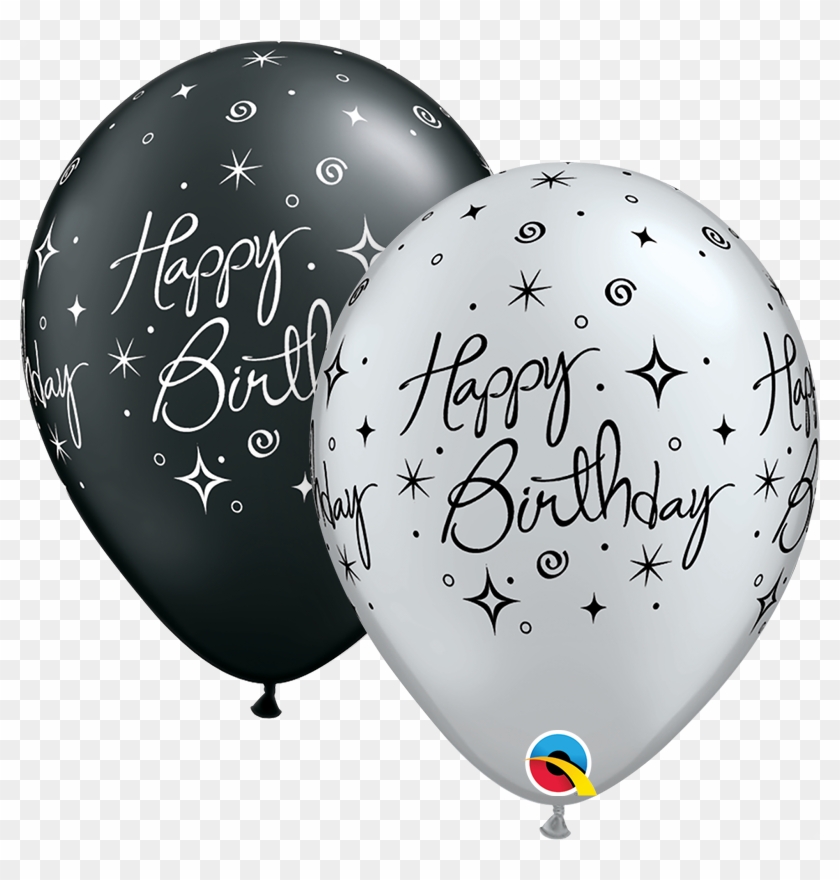 Birthday Elegant Sparkles & Swirls 37497 - Silver And Black Balloon Clipart #1575439