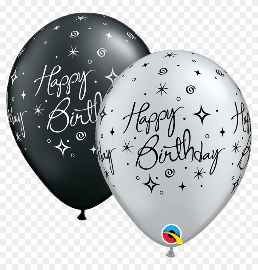 Birthday Elegant Sparkles & Swirls 37497 - Silver And Black Balloon Clipart
