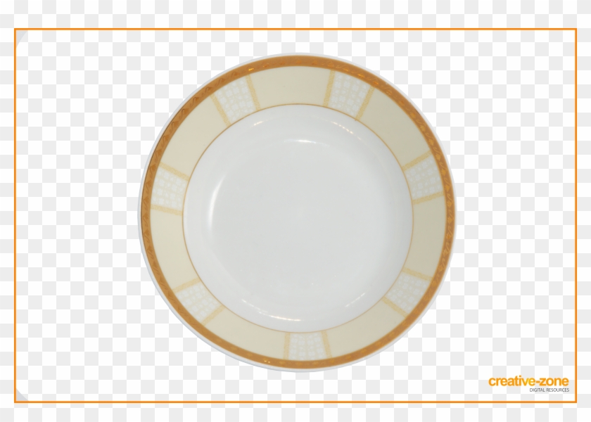 White Plate With Golden Framing, Transparent - Circle Clipart