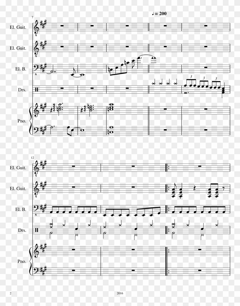 Death Kitty Sheet Music Composed By Ace 2 Of 9 Pages - Sheet Music Clipart