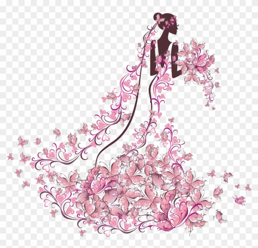 Bride Png Clipart Background - Pink Butterfly Transparent Png #1578133