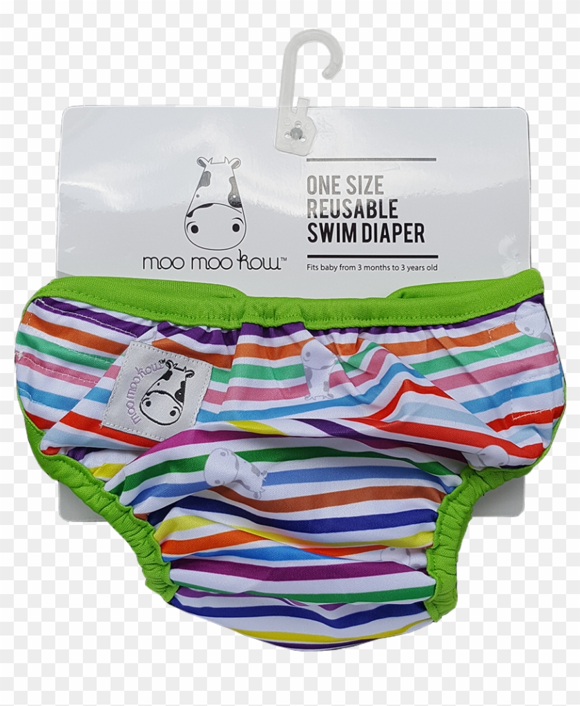 One Size Swim Diaper Rainbow With Green Border Clipart
