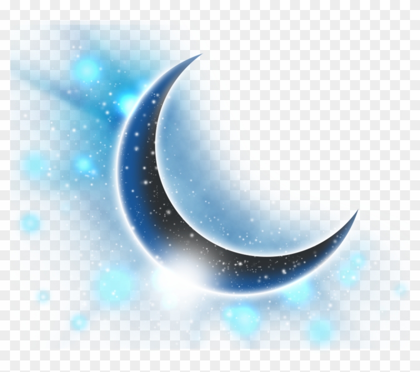 Blue Light Fantasy Computer Crescent File Clipart - Moon - Png Download #1579021