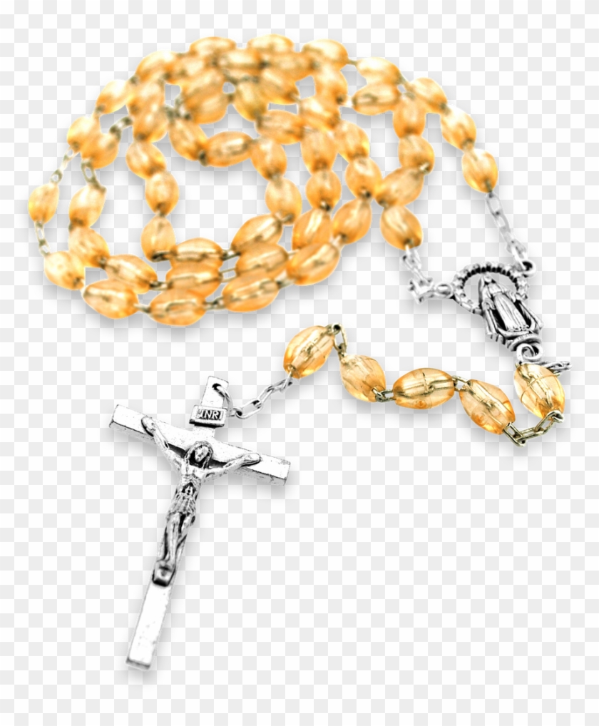 Yellow Rosary Beads - Christian Cross Clipart #1581016